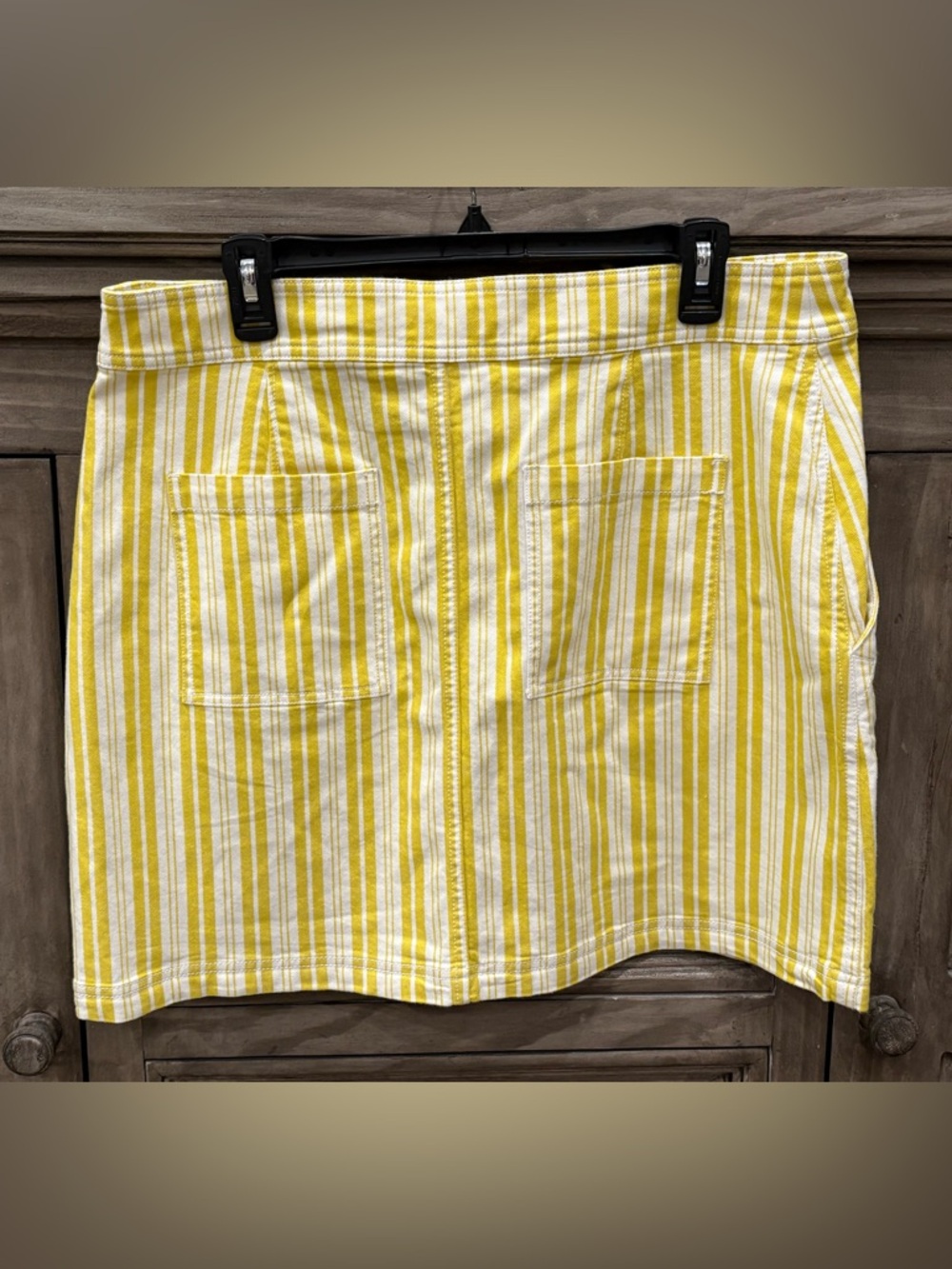 NWT Women’s LOFT Bright Yellow/White Striped Casual Skirt (14) - Picture 2 of 5